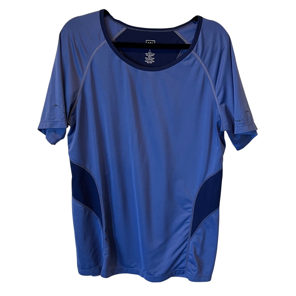 REI Womens Blue Short Sleeve Active Performance T-Shirt Mesh Back Size Large
